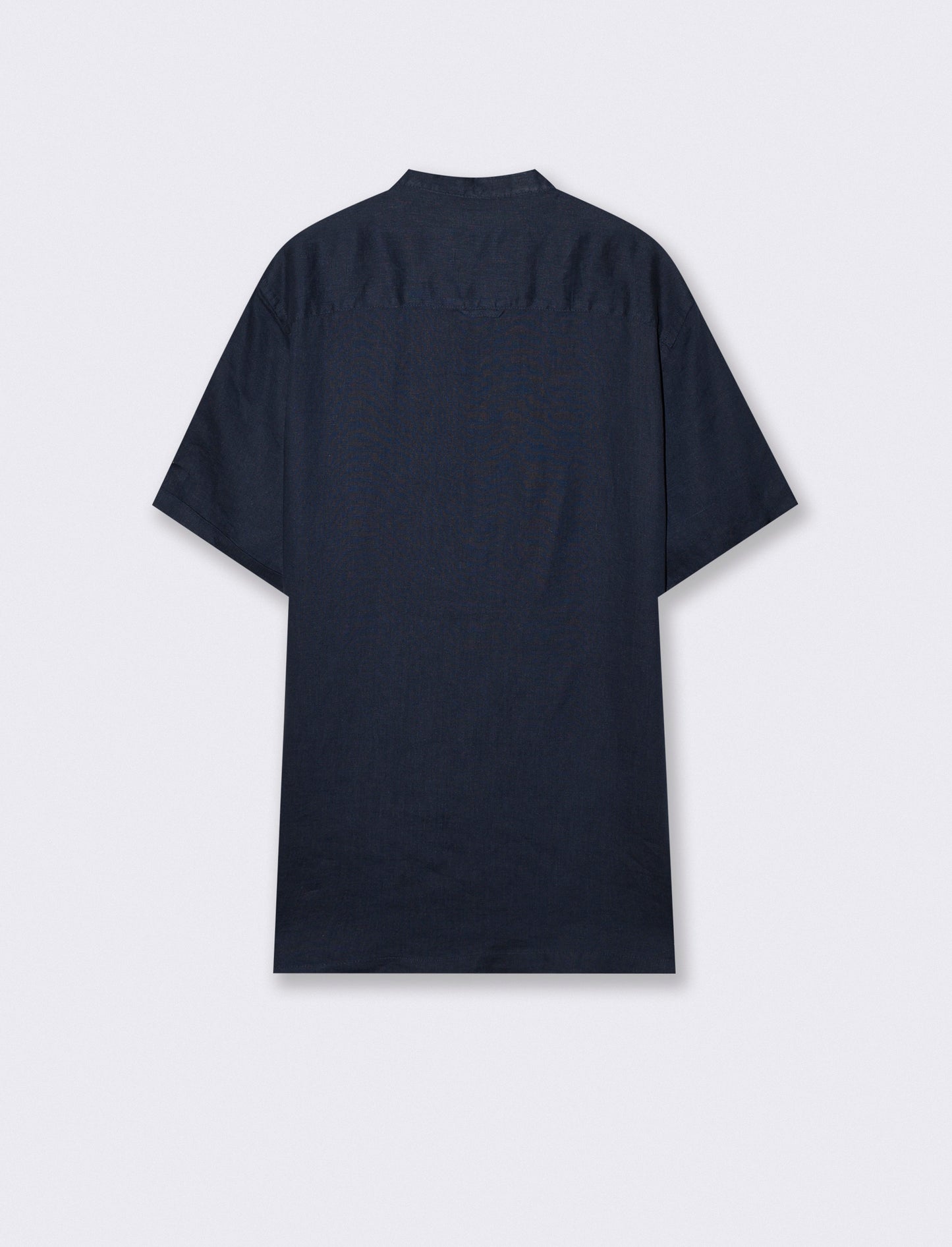 Short Sleeve Korean Linen Shirt - Blue