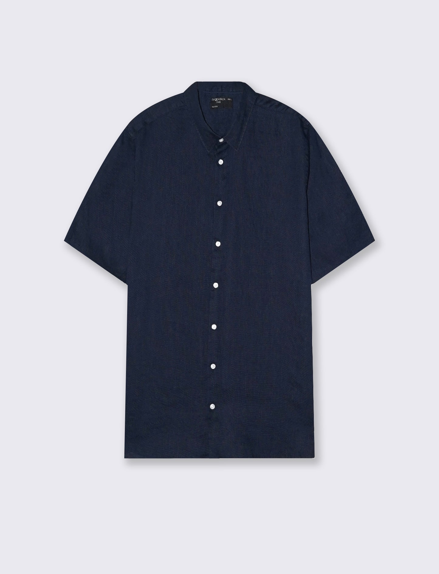 Camicia Lino Manica Corta Regular Fit - Blu
