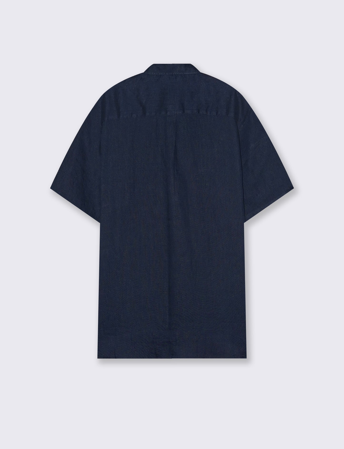 Camicia Lino Manica Corta Regular Fit - Blu