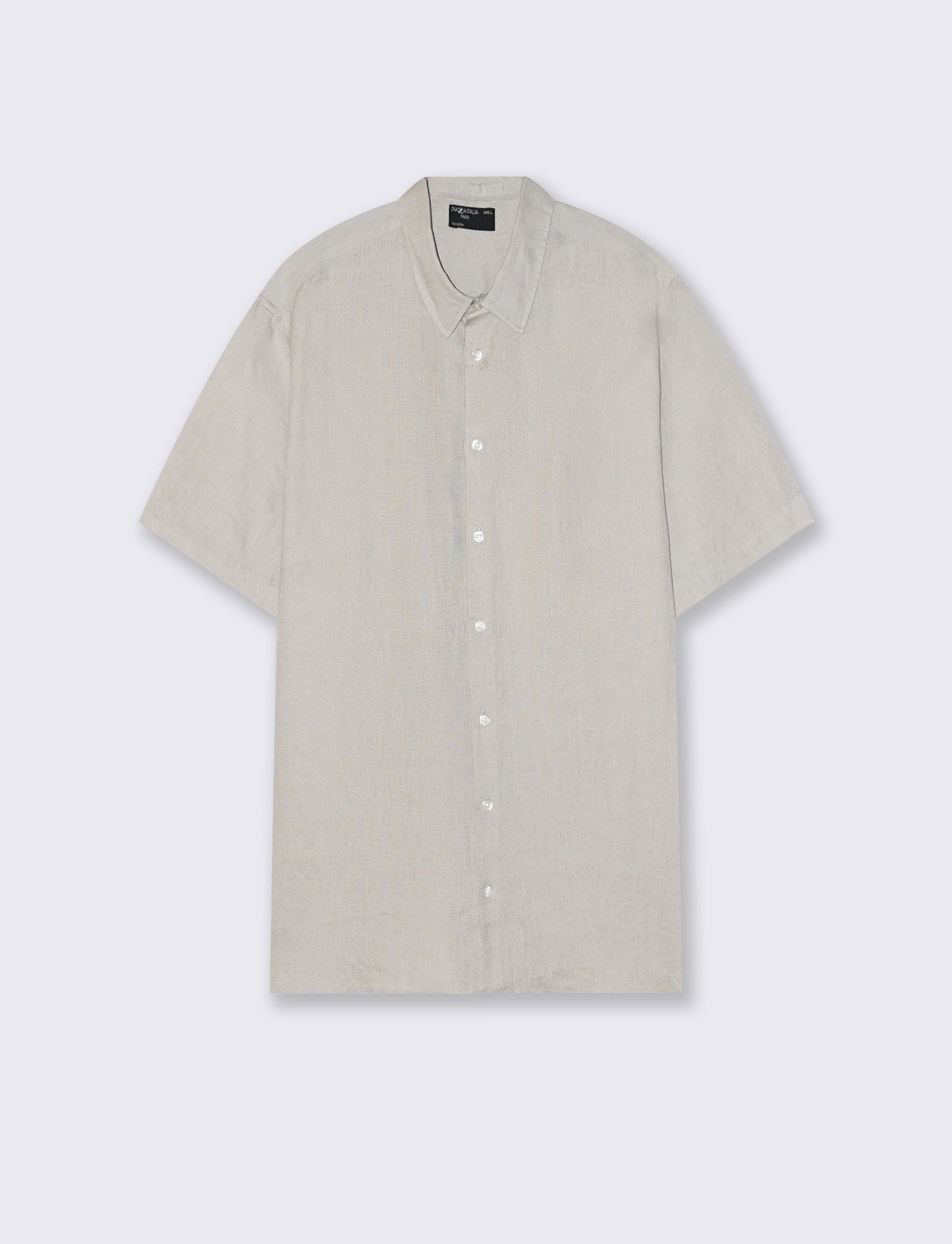 Camicia Lino Manica Corta Regular Fit - Sabbia