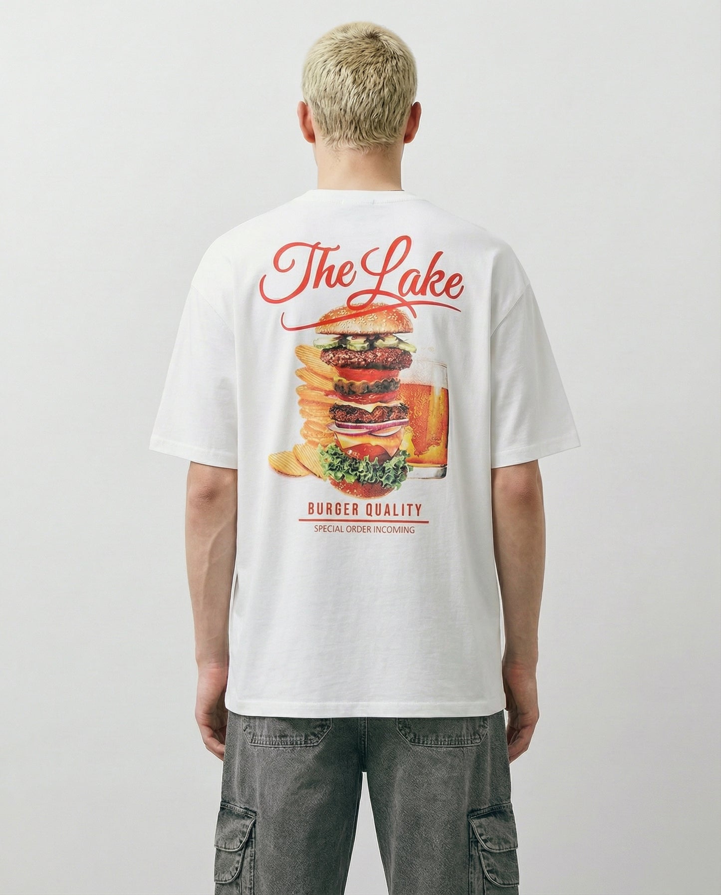 T-shirt girocollo con stampa boxy fit - Bianco