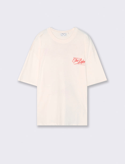 T-shirt girocollo con stampa boxy fit - Bianco