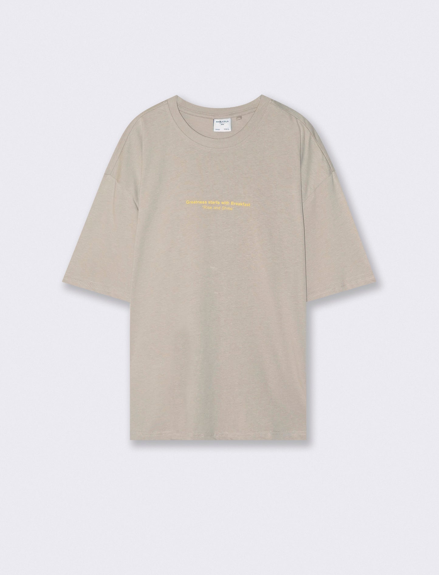 T-shirt girocollo con stampa boxy fit - Grigio stone
