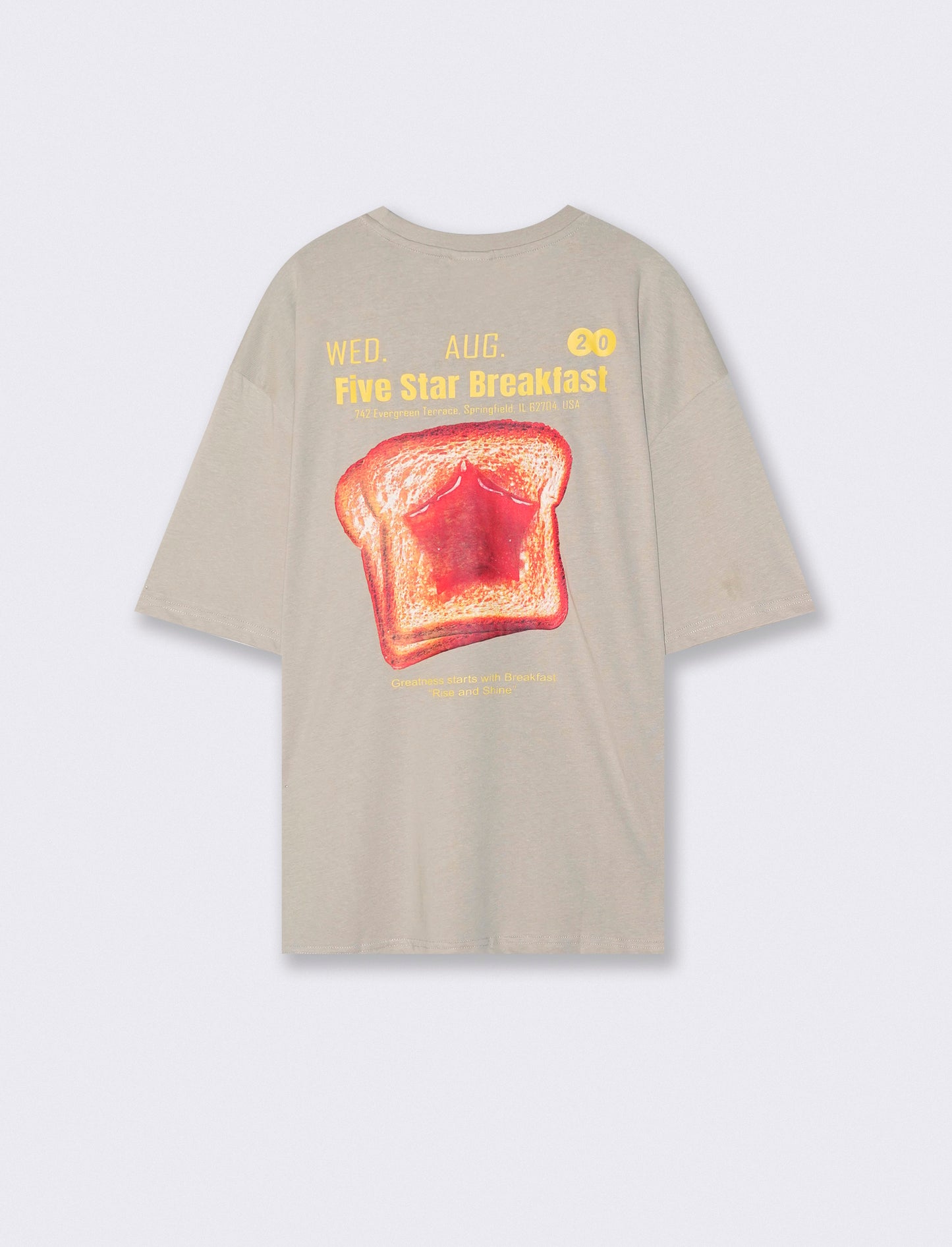 T-shirt girocollo con stampa boxy fit - Grigio stone