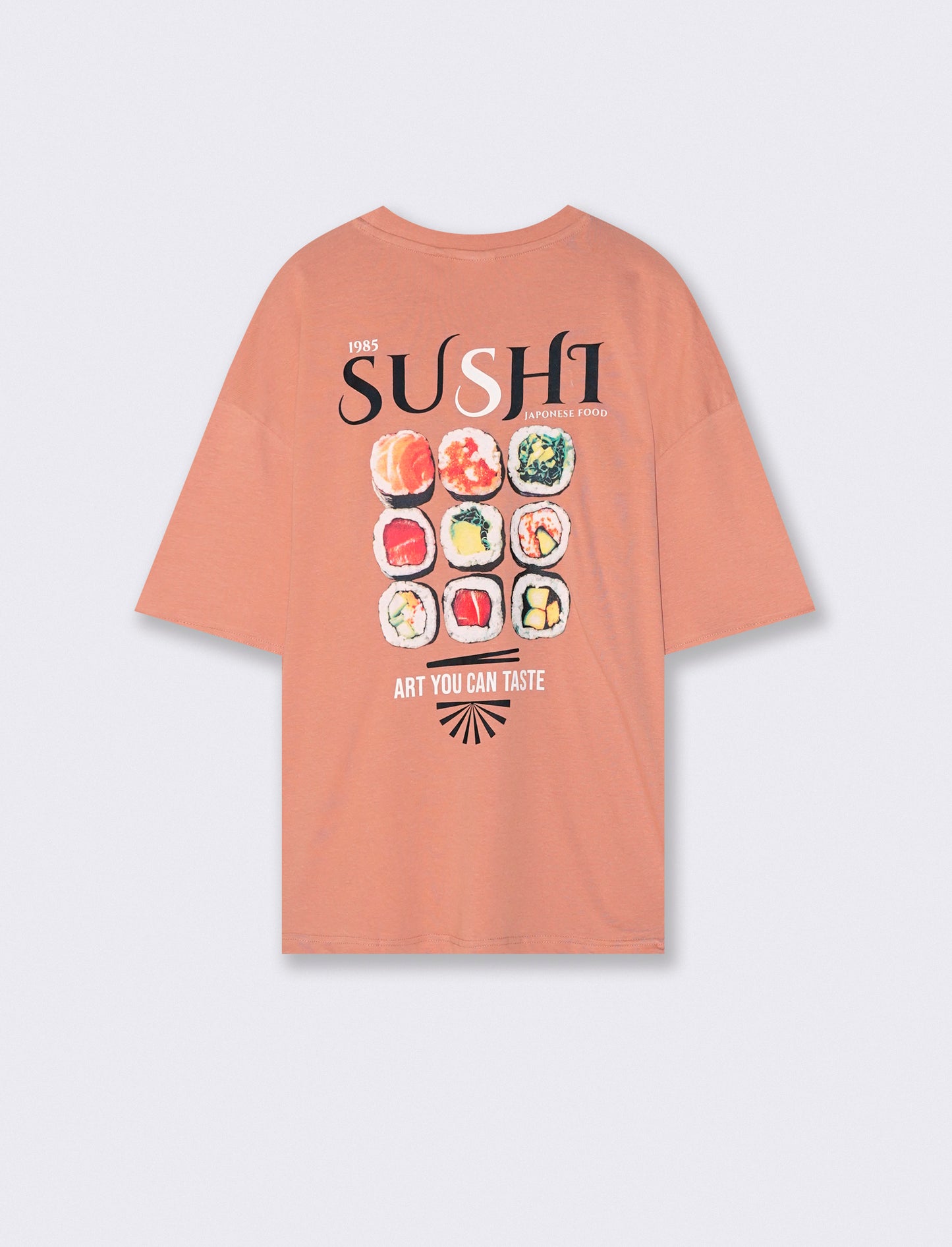 Crew neck t-shirt with boxy fit print - Orange