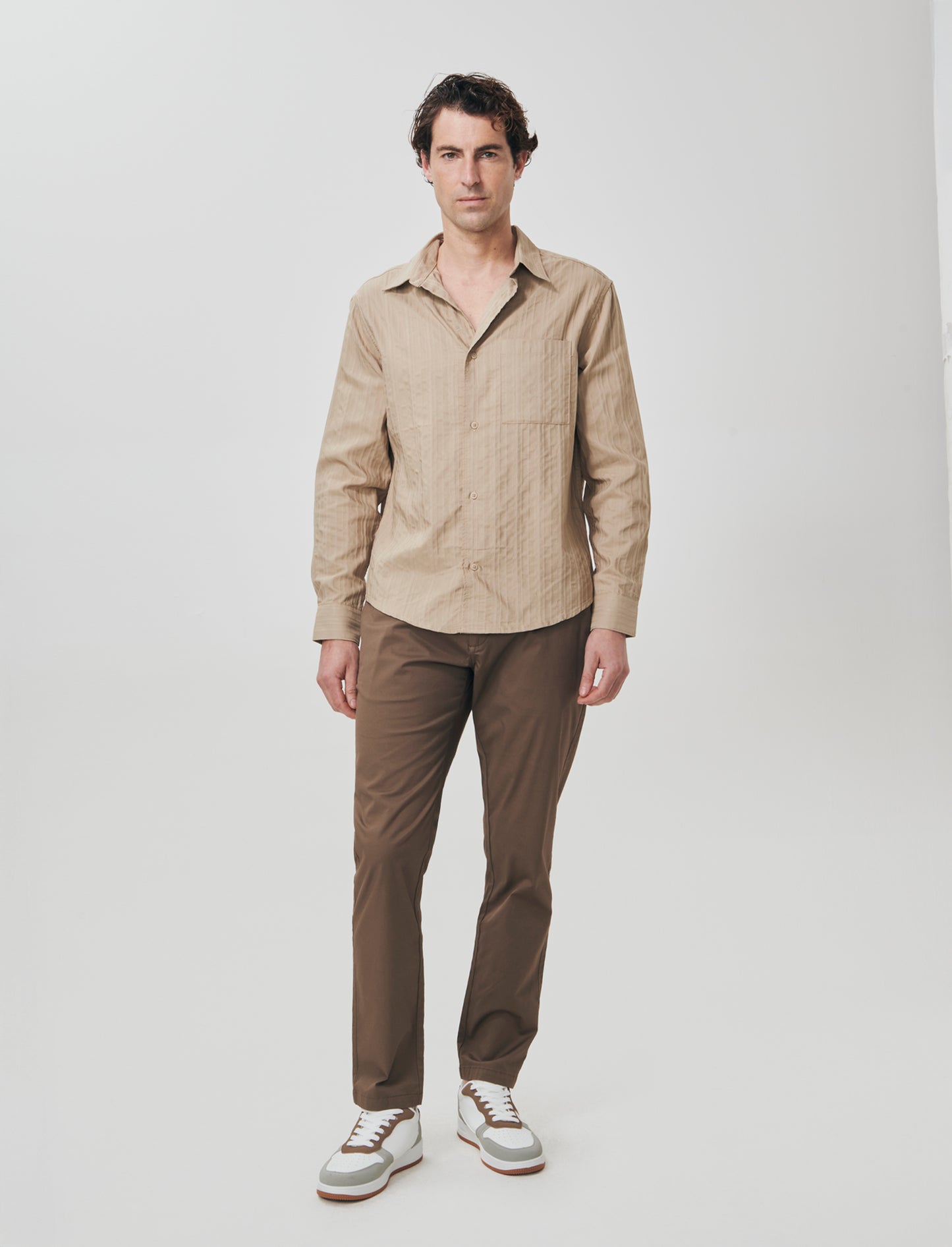 Pantaloni Chino Comfort Regular Fit - Grigio fango