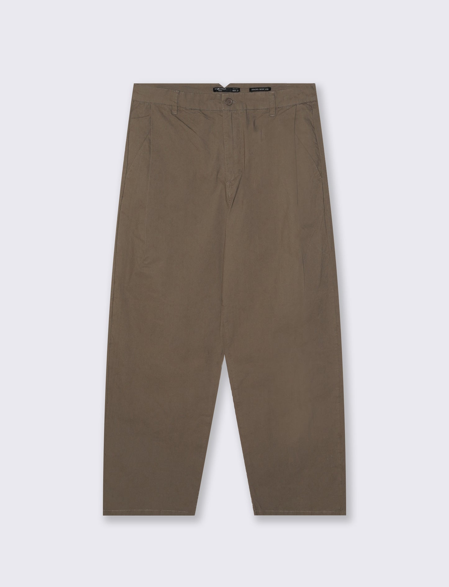 Pantaloni Chino Wide Leg in Popelin - Grigio fango