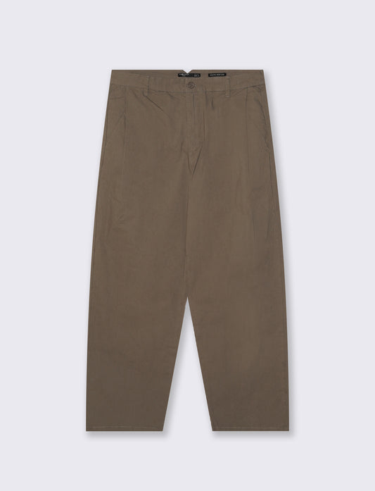 Pantaloni Chino Wide Leg in Popelin - Grigio fango