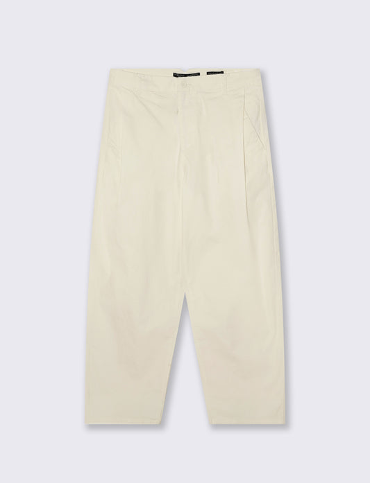 Pantaloni Chino Wide Leg in Popelin - Beige ecru