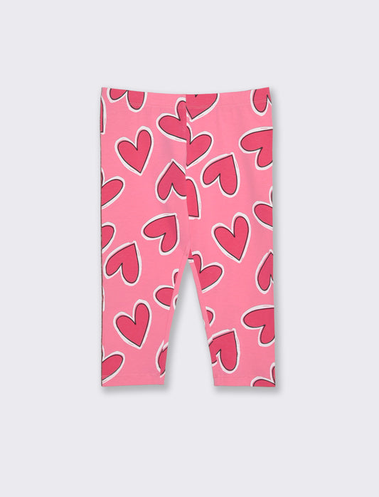 Leggings 3/4 in cotone elastico stampato - Fuxia