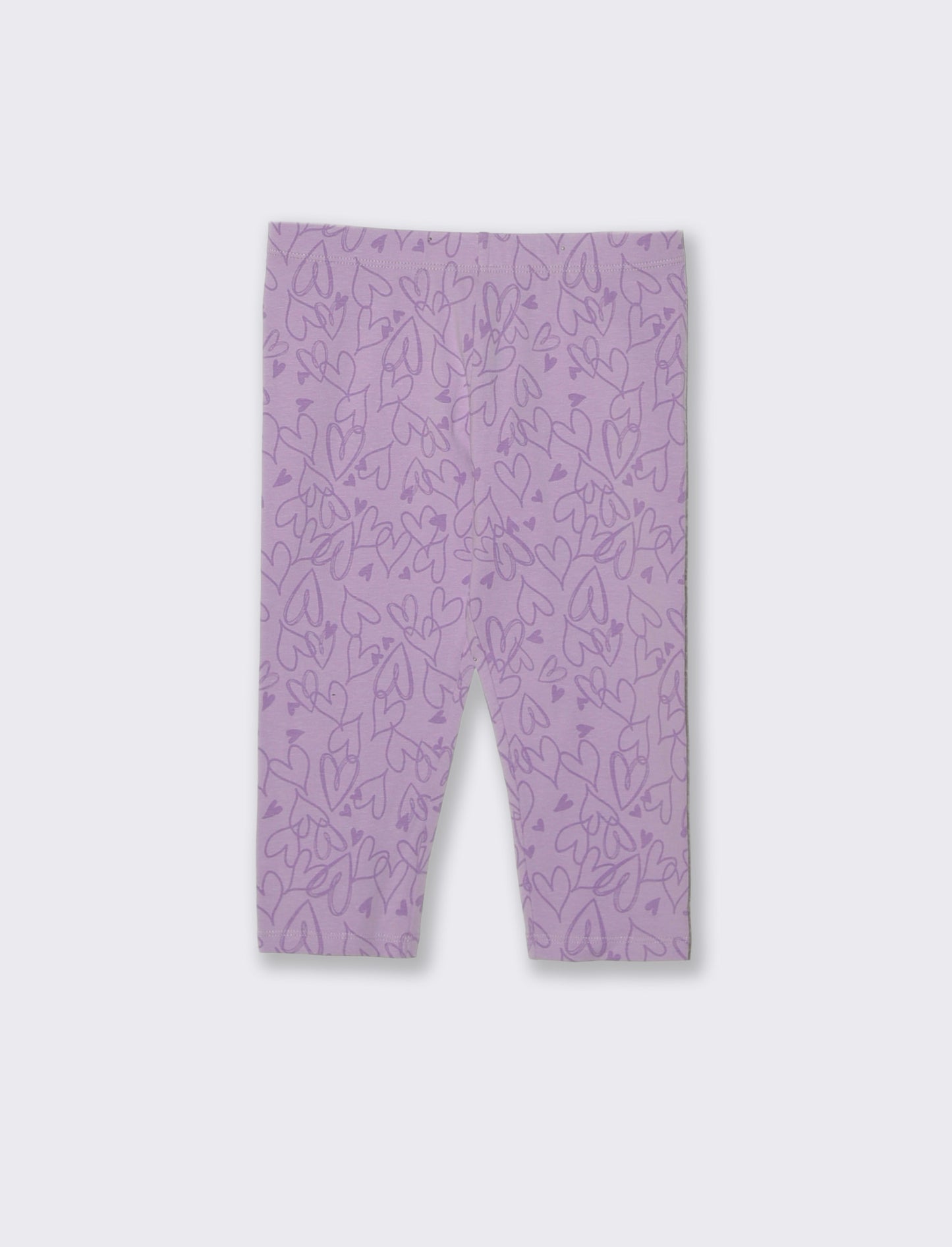 Leggings 3/4 in cotone elastico stampato - Lilla