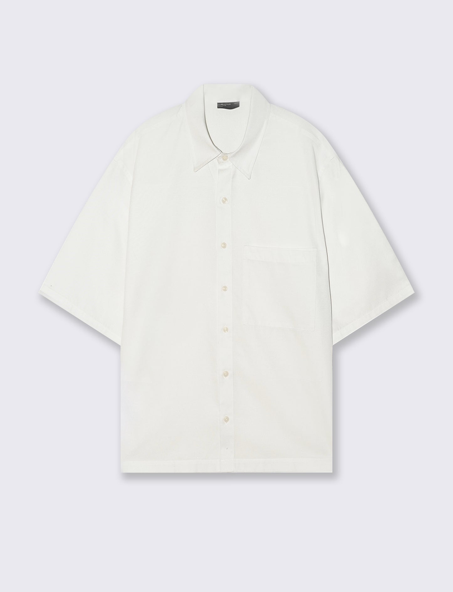 Camicia Boxy Fit in Cotone Slub - Bianco