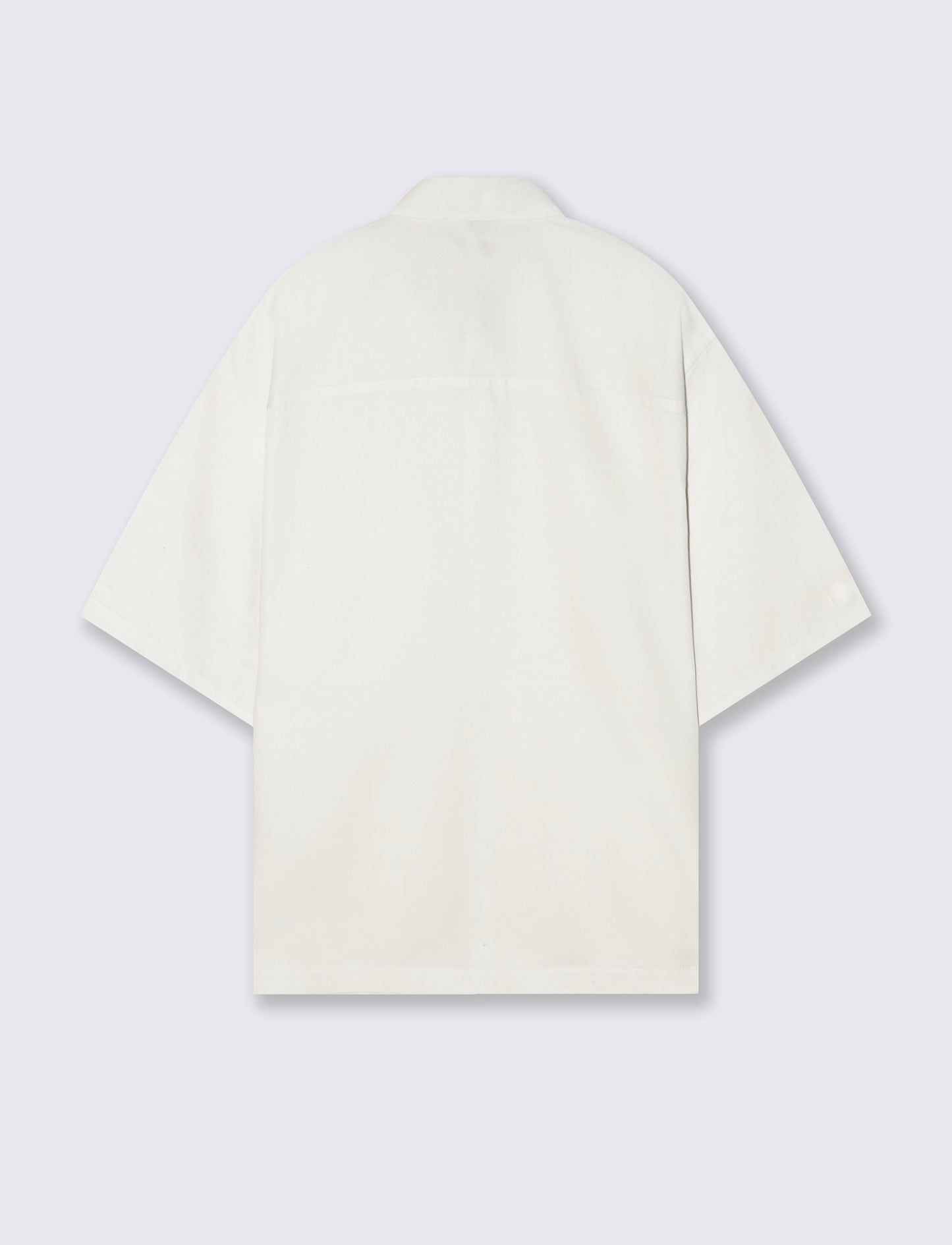 Camicia Boxy Fit in Cotone Slub - Bianco
