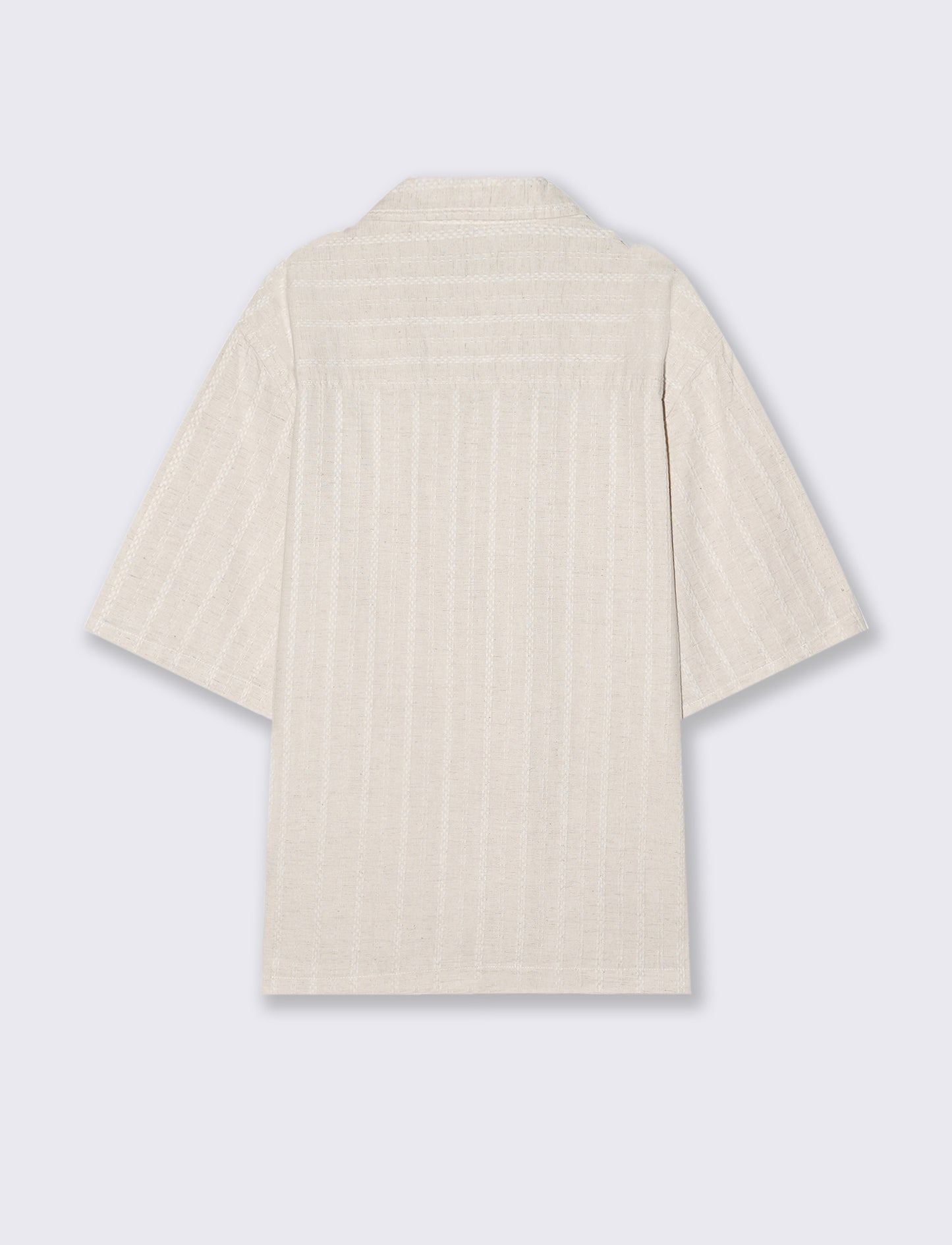 Camicia boxy fit in cotone lino jacquard - Beige ecru