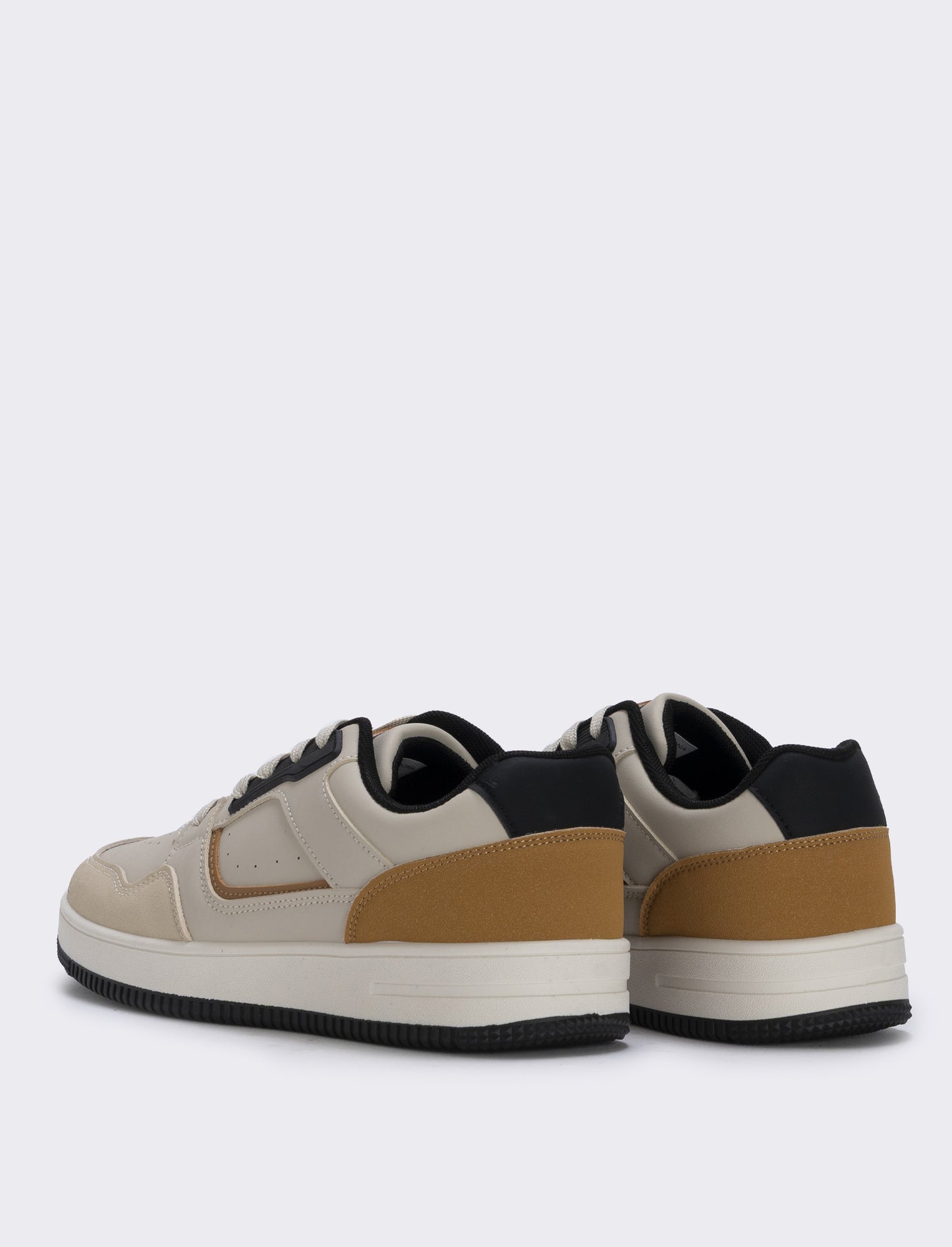 Sneakers beige con riporti a contrasto - Beige