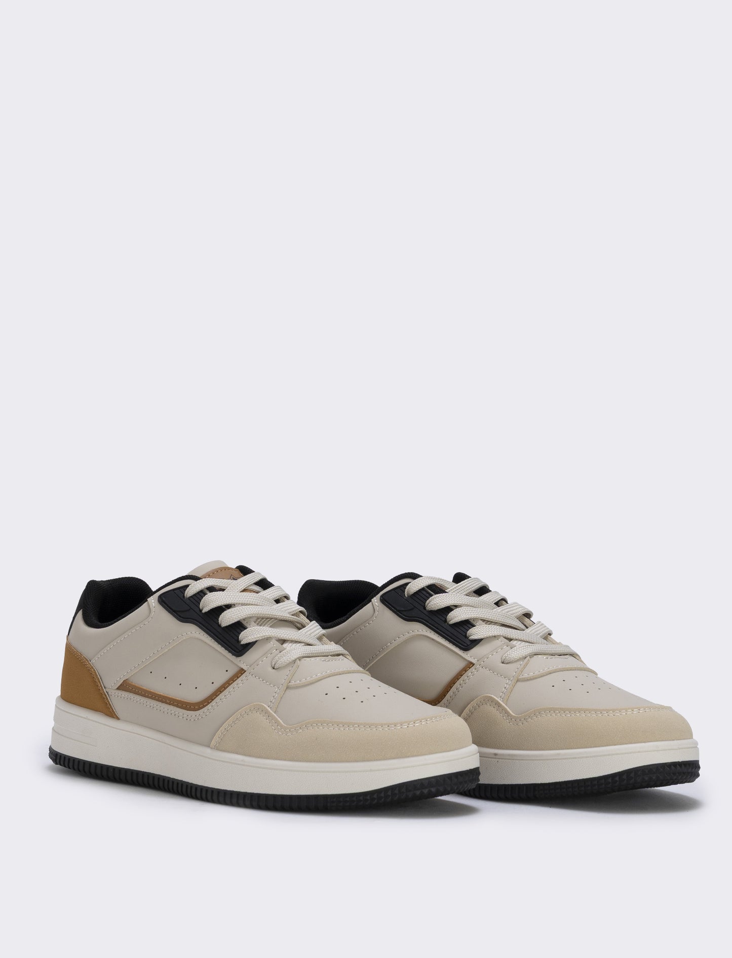 Sneakers beige con riporti a contrasto - Beige