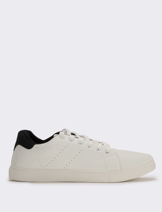 Sneakers bianche uomo con dettagli neri - Bianco