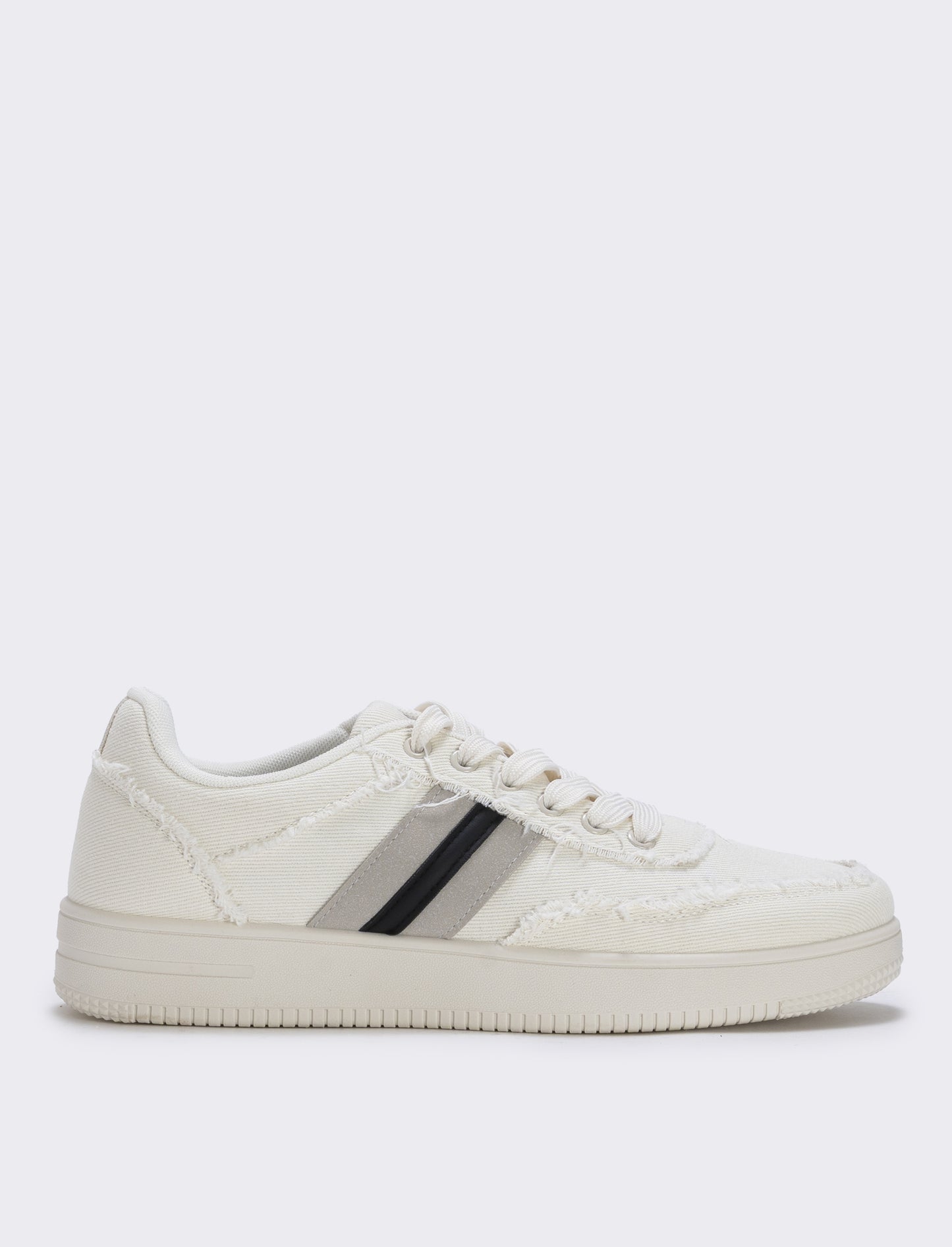 White fabric sneakers with contrast - Beige
