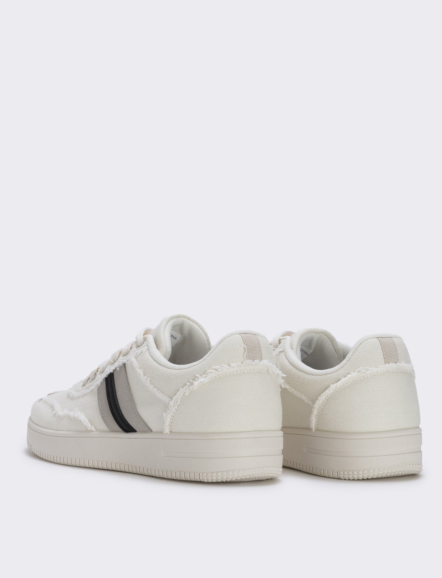 White fabric sneakers with contrast - Beige