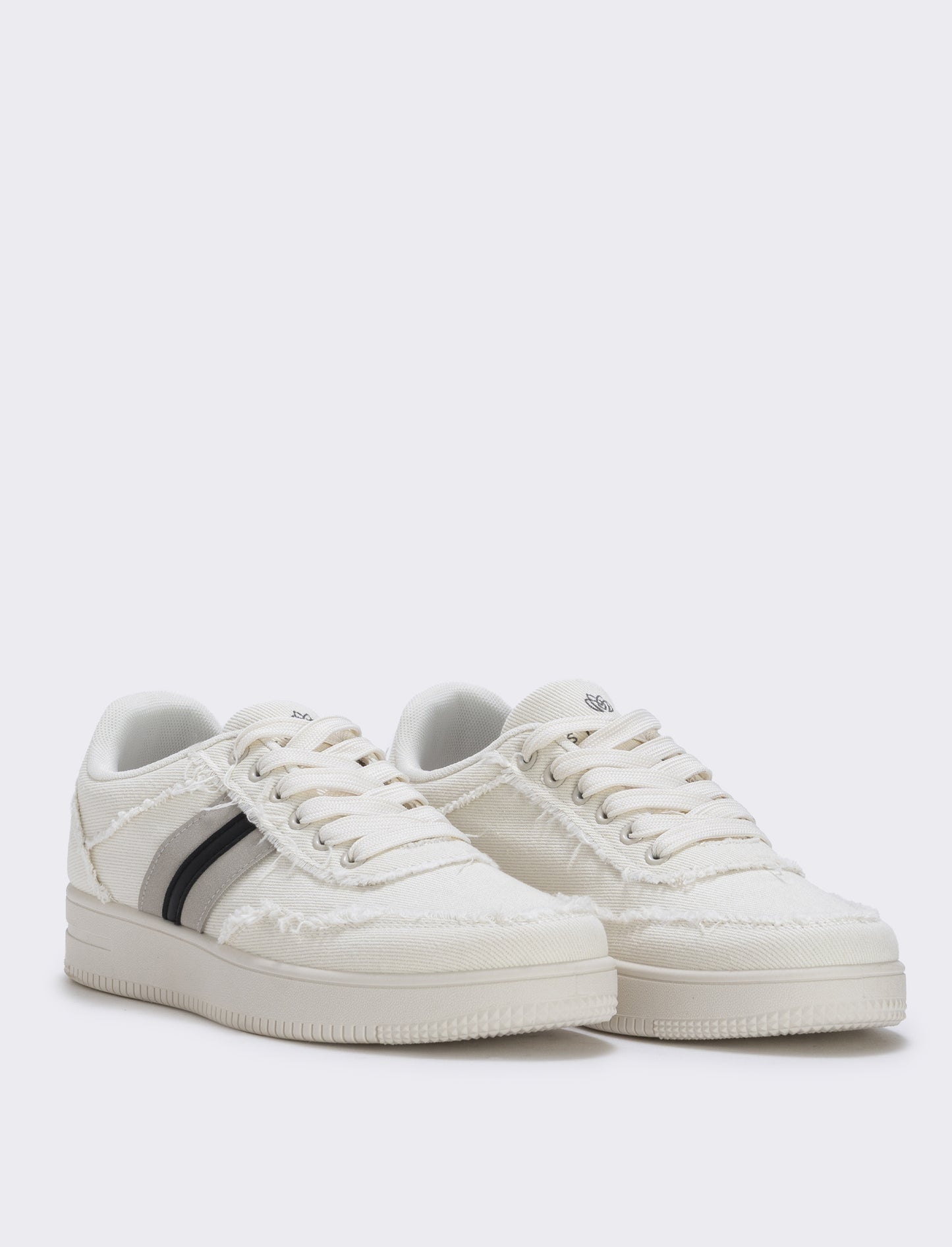 White fabric sneakers with contrast - Beige