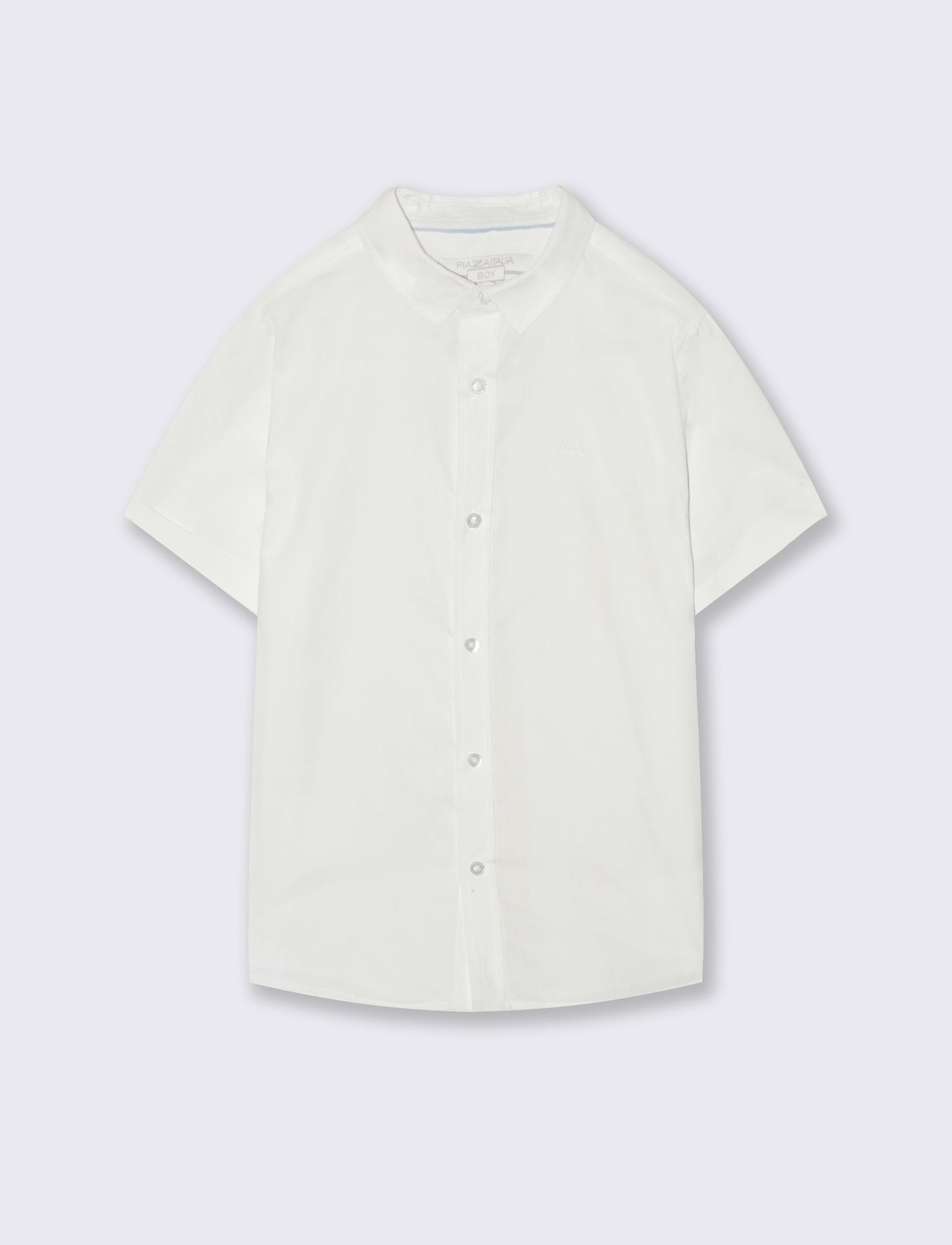 Camicia mezza manica tinta unita con ricamo - Bianco