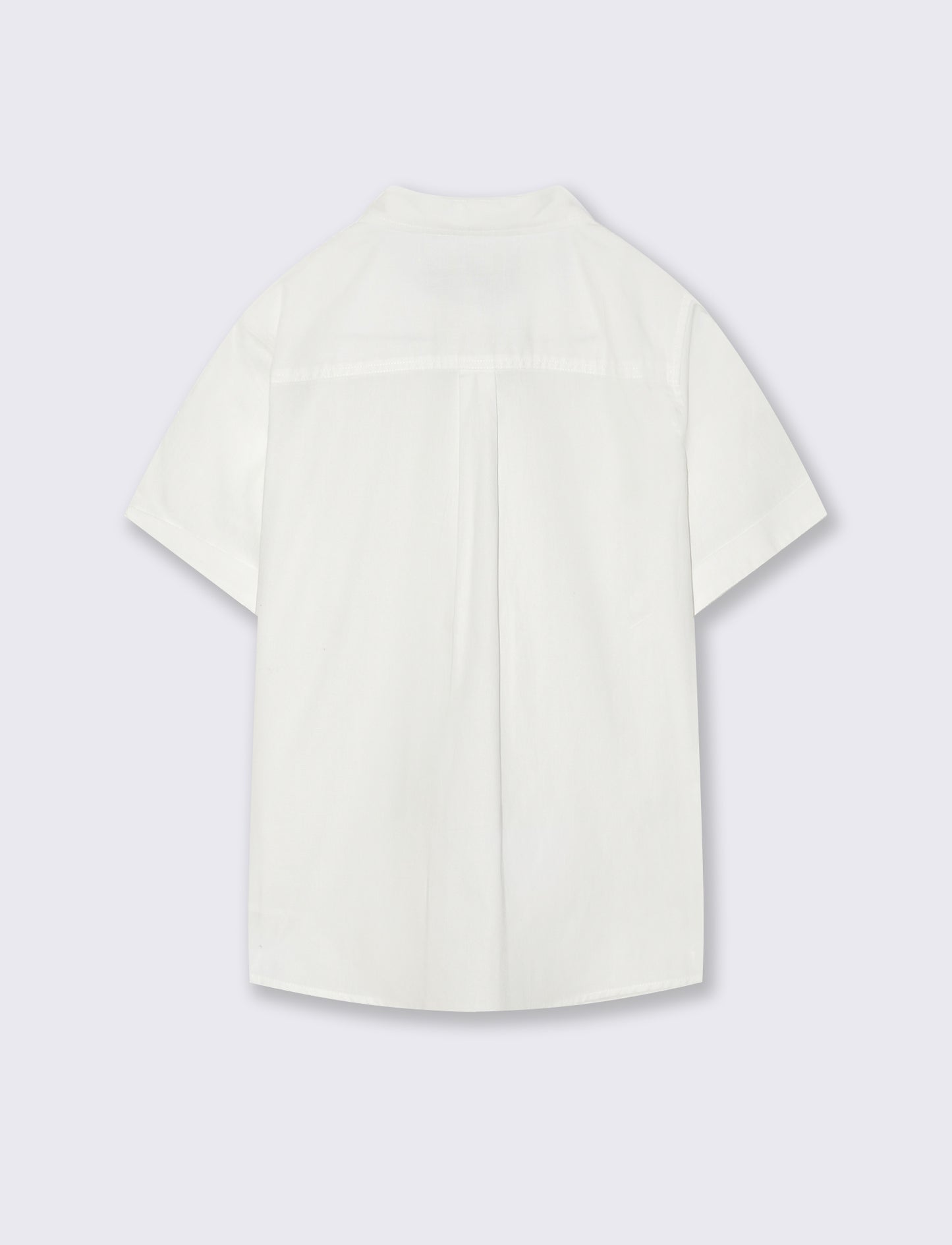 Camicia mezza manica tinta unita con ricamo - Bianco