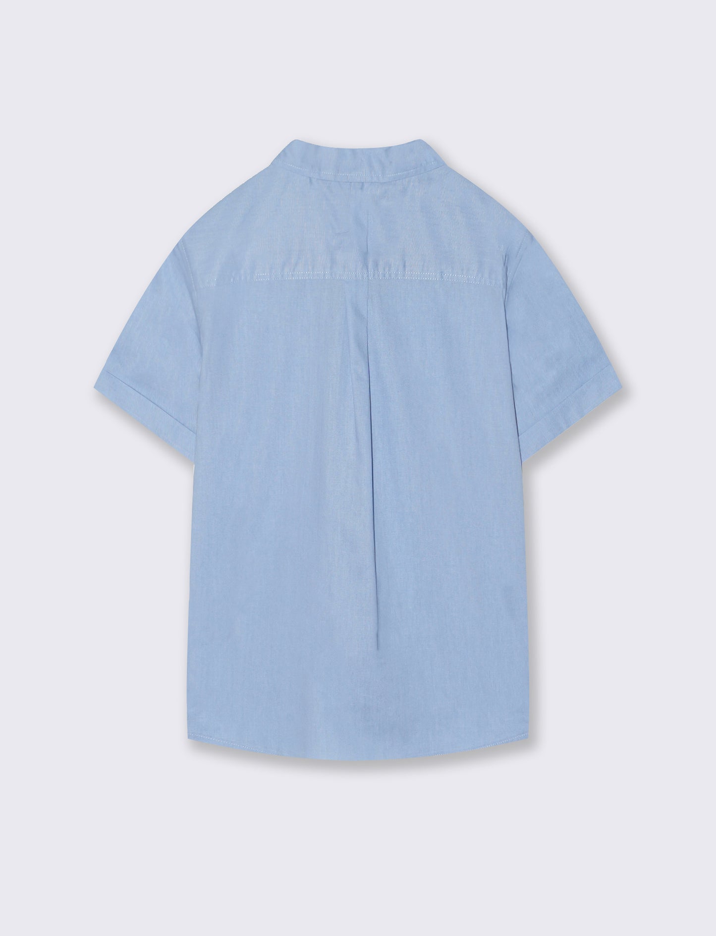 Solid color short sleeve shirt with embroidery - Sky blue