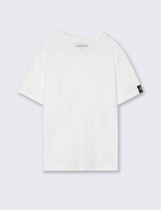 Solid color cotton short sleeve T-shirt - White