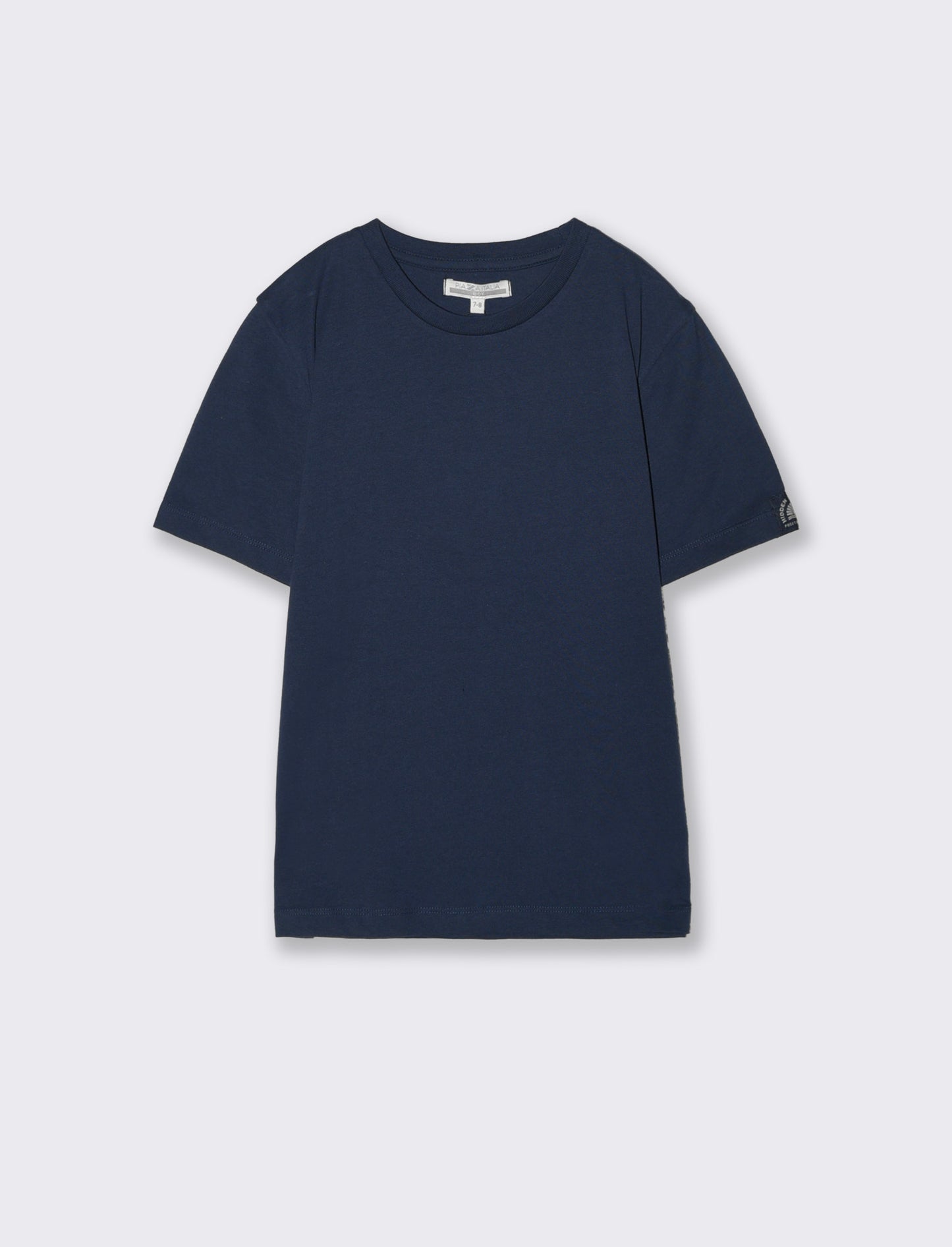 T-shirt mezza manica in cotone tinta unita - Blu