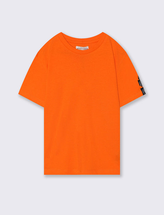 Solid color cotton short sleeve T-shirt - Orange