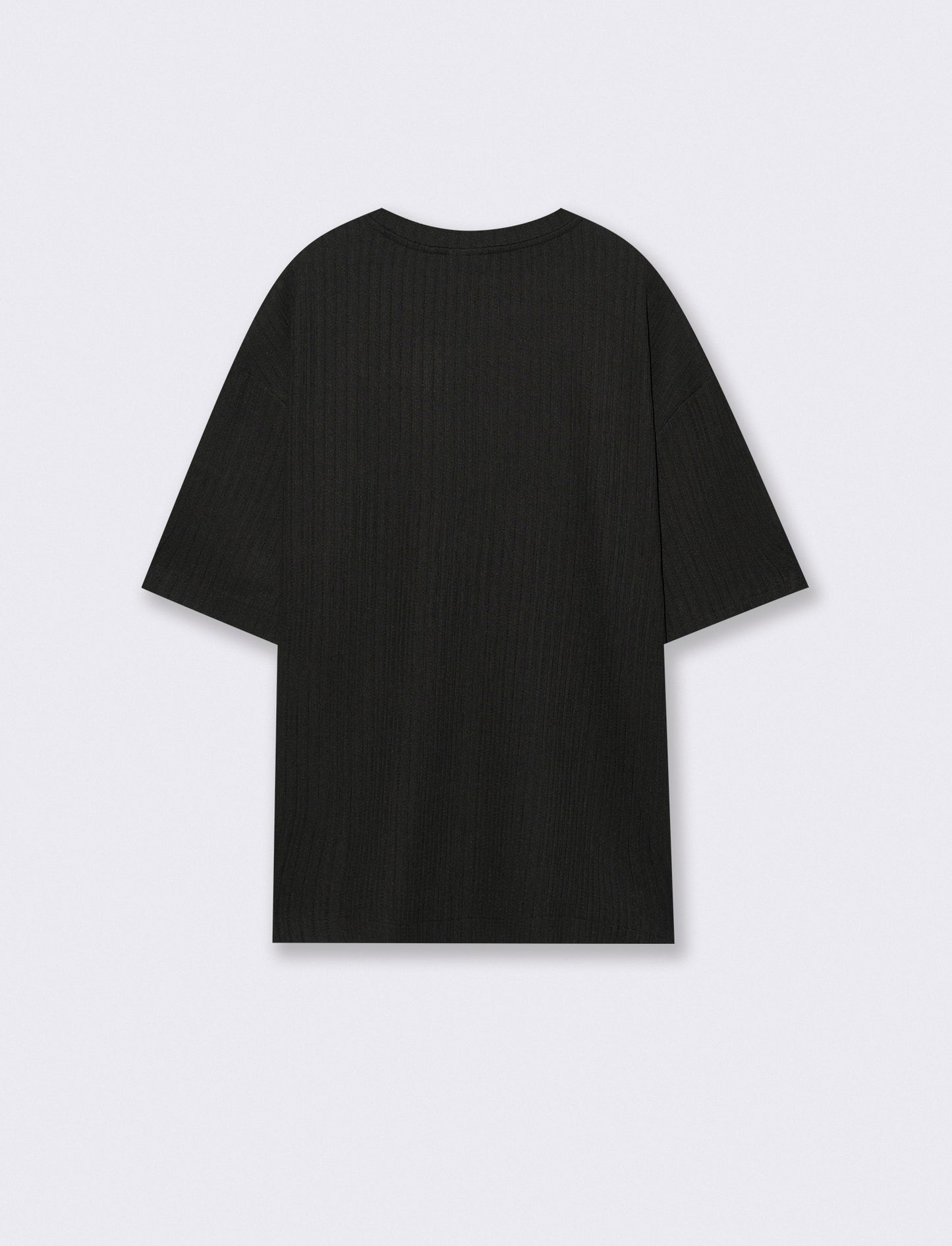 T-shirt jacquard relaxed fit plissettata - Nero