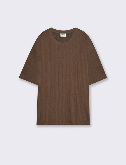 T-shirt jacquard relaxed fit plissettata - Moro