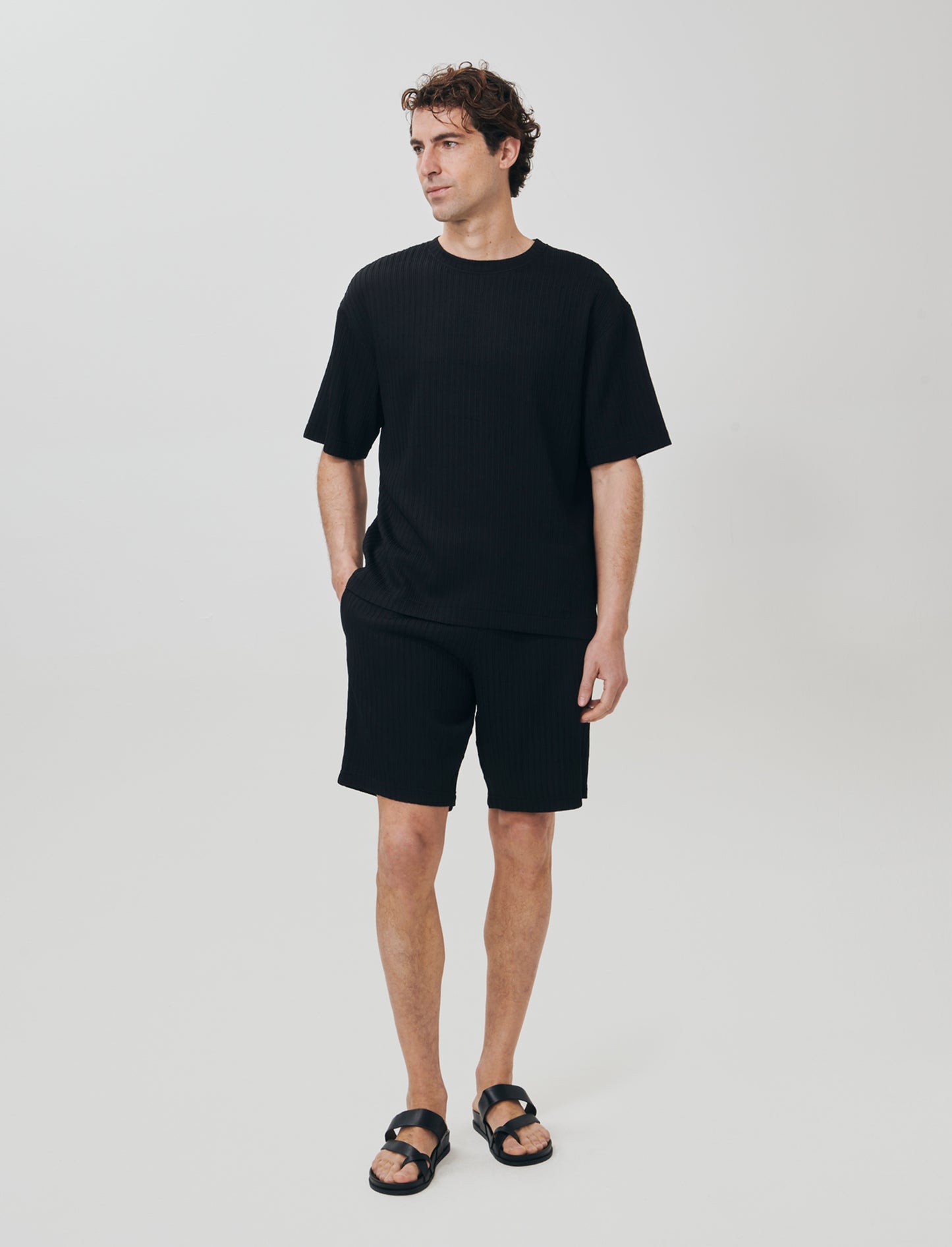 Bermuda Jacquard con Vita Jogger Relaxed - Nero