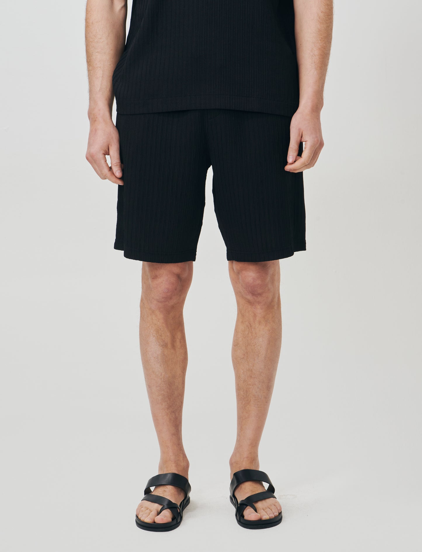 Bermuda Jacquard con Vita Jogger Relaxed - Nero
