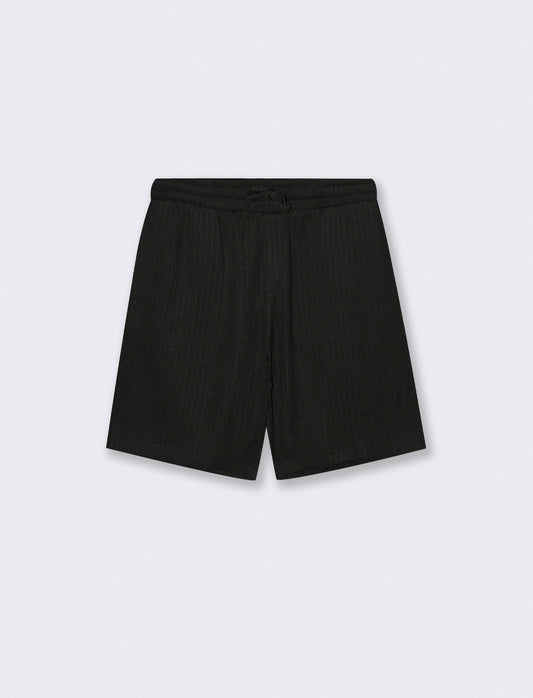 Bermuda Jacquard with Relaxed Jogger Waistband - Black