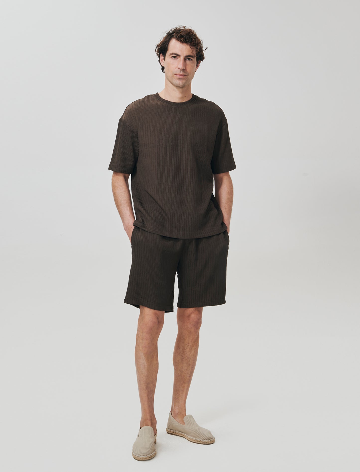 Bermuda Jacquard con Vita Jogger Relaxed - Moro