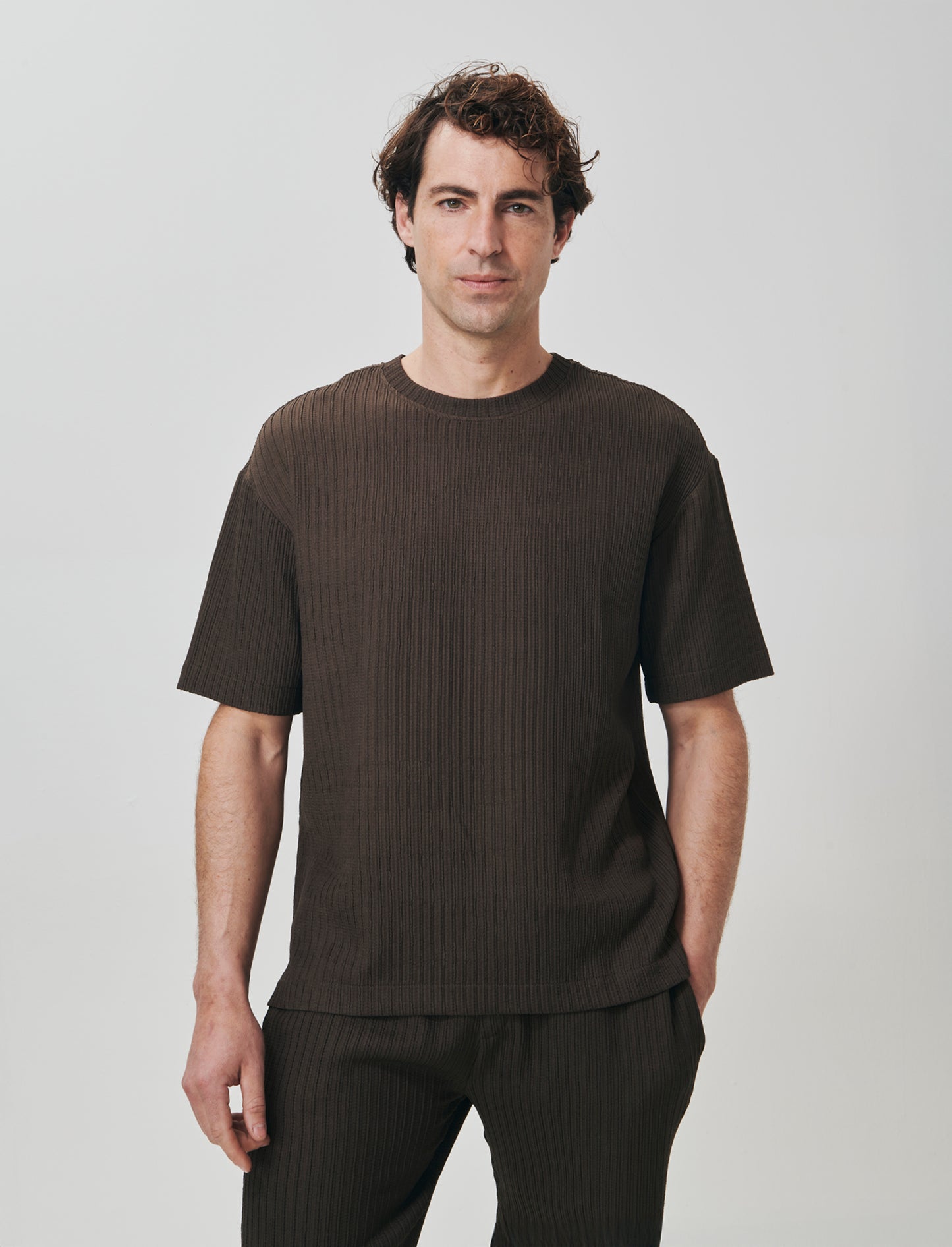 Bermuda Jacquard con Vita Jogger Relaxed - Moro