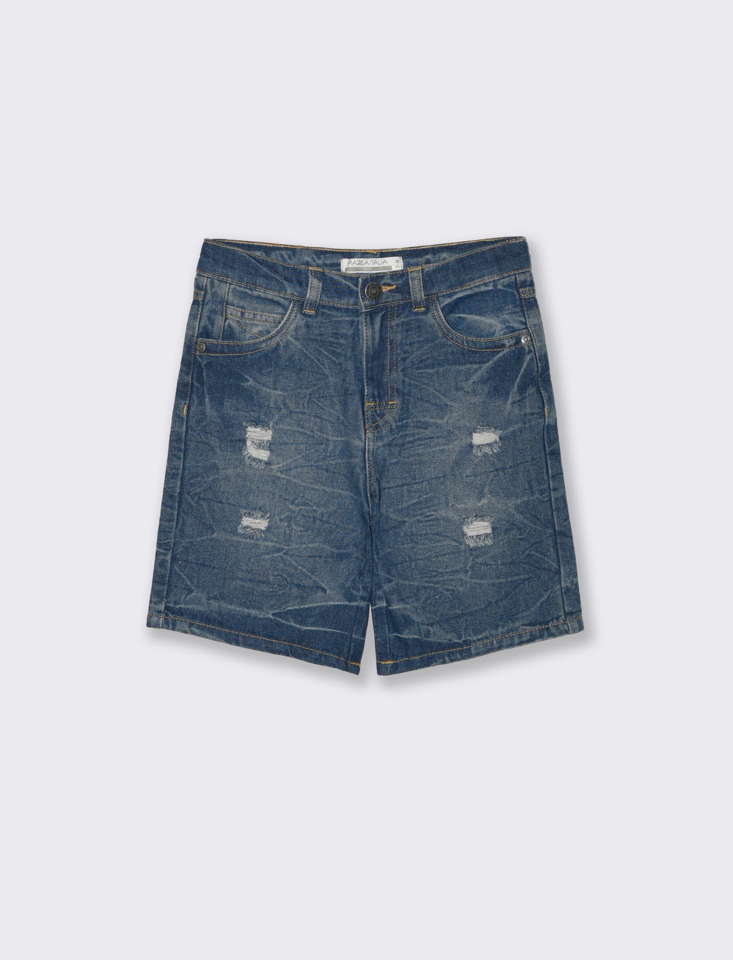 Bermuda in denim con rotture frontali - Denim