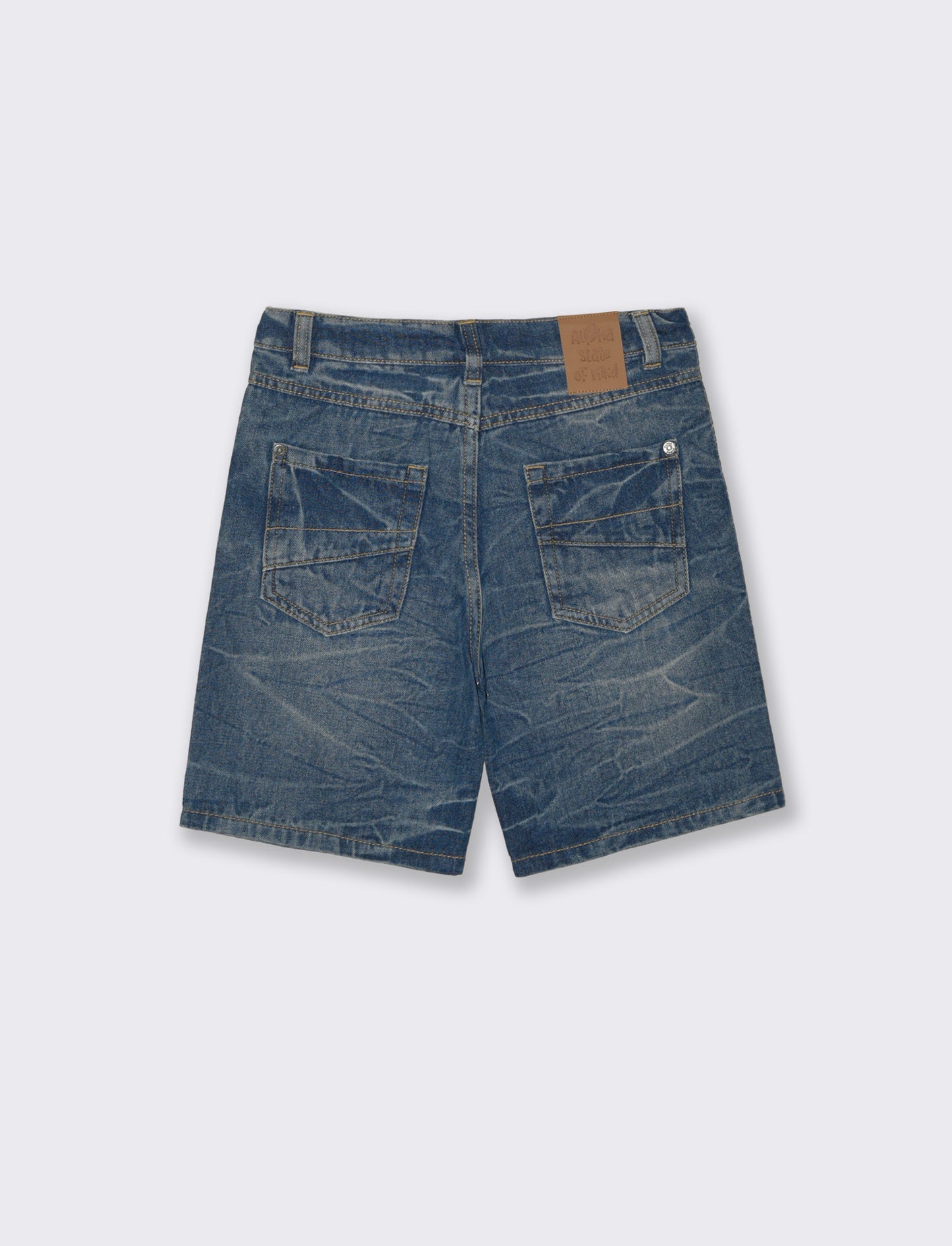 Bermuda in denim con rotture frontali - Denim