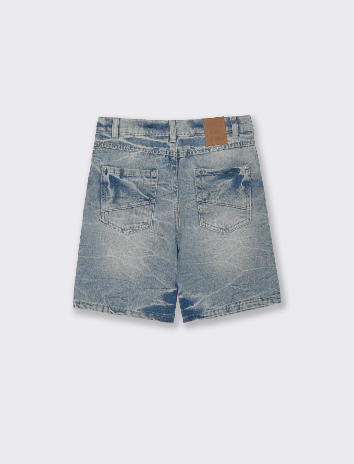 Bermuda in denim con rotture frontali - Denim chiaro