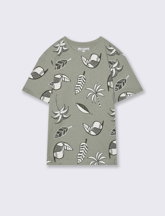 T-shirt fantasia mezza manica per il mare - Verde salvia
