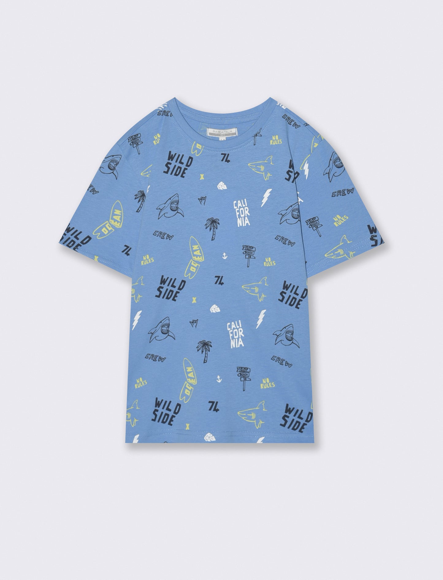 T-shirt fantasia mezza manica per il mare - Azzurro