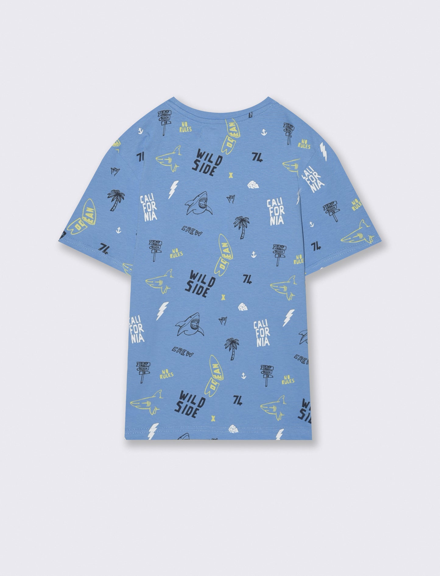 T-shirt fantasia mezza manica per il mare - Azzurro