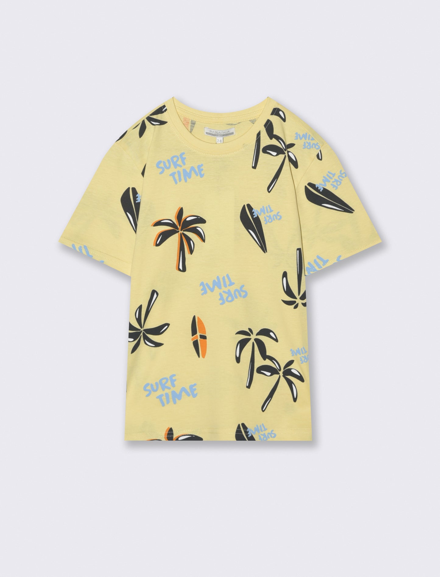 Half Sleeve Patterned T-Shirt for the Beach - Yellow