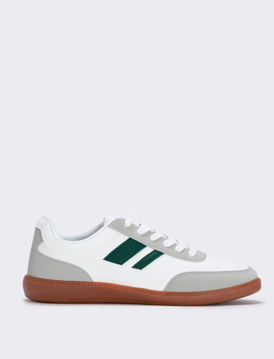 Sneakers bianche con inserti verdi da uomo - Bianco