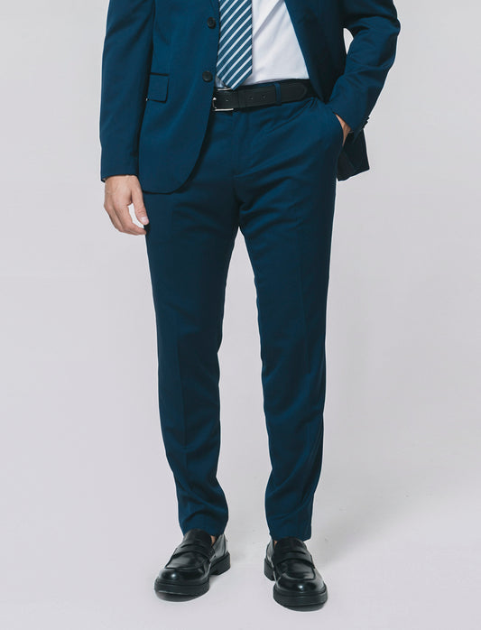Pantaloni Formal Fit con Dettagli Eleganti - Blu