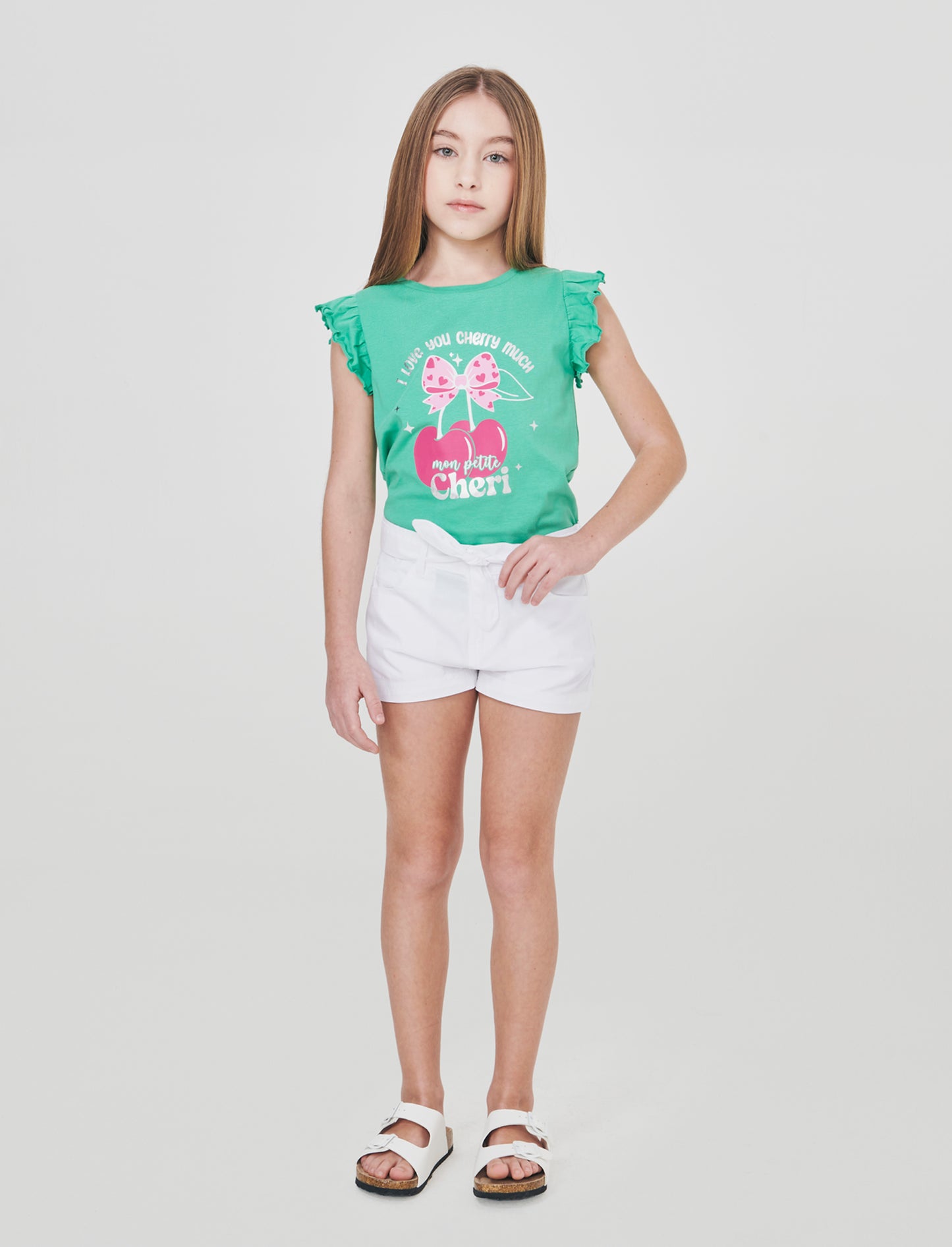Five-pocket shorts for girls - White