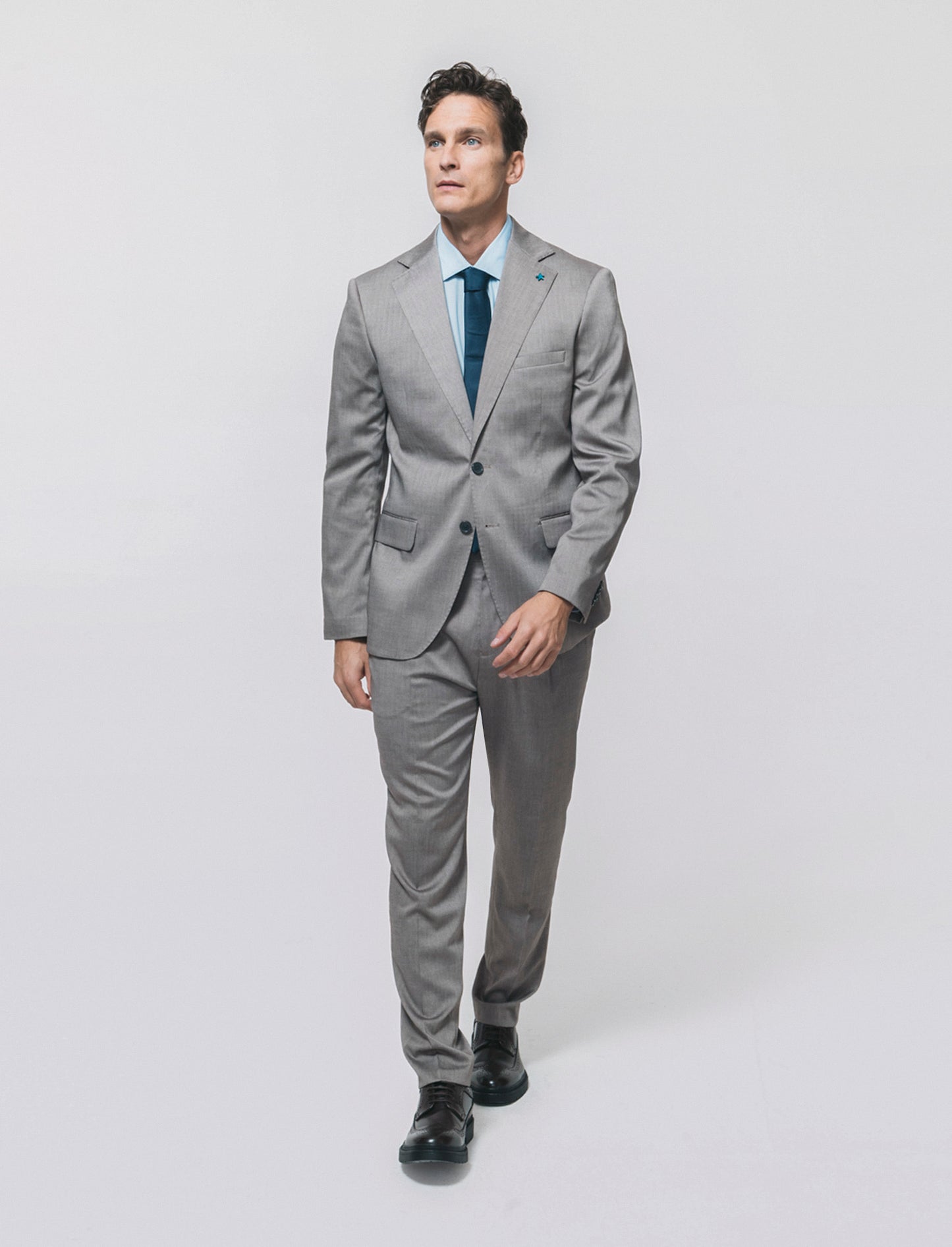 Elegant herringbone formal blazer - Grey