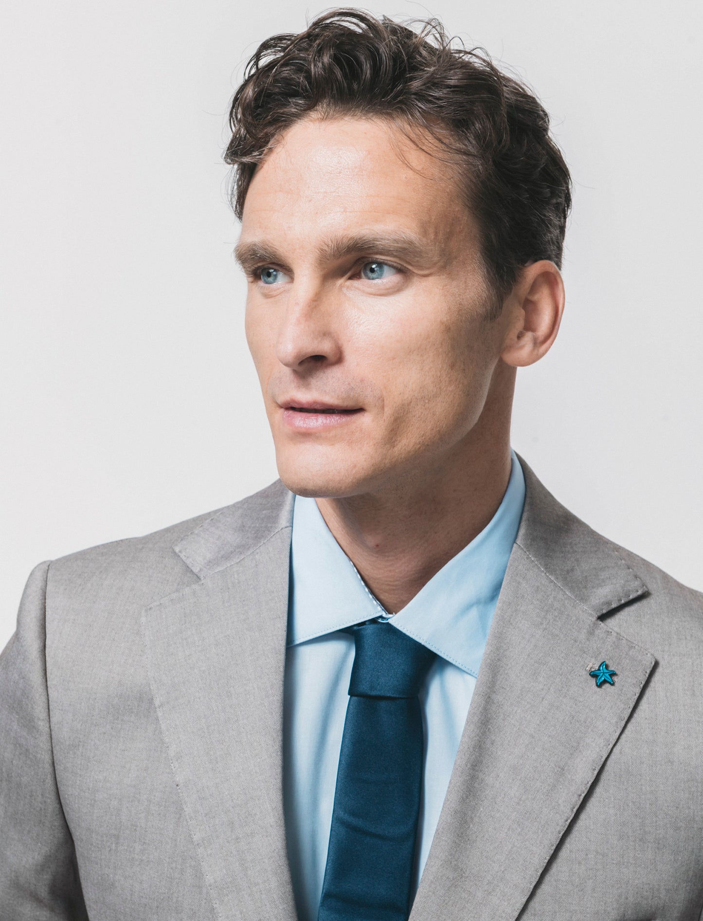 Elegant herringbone formal blazer - Grey