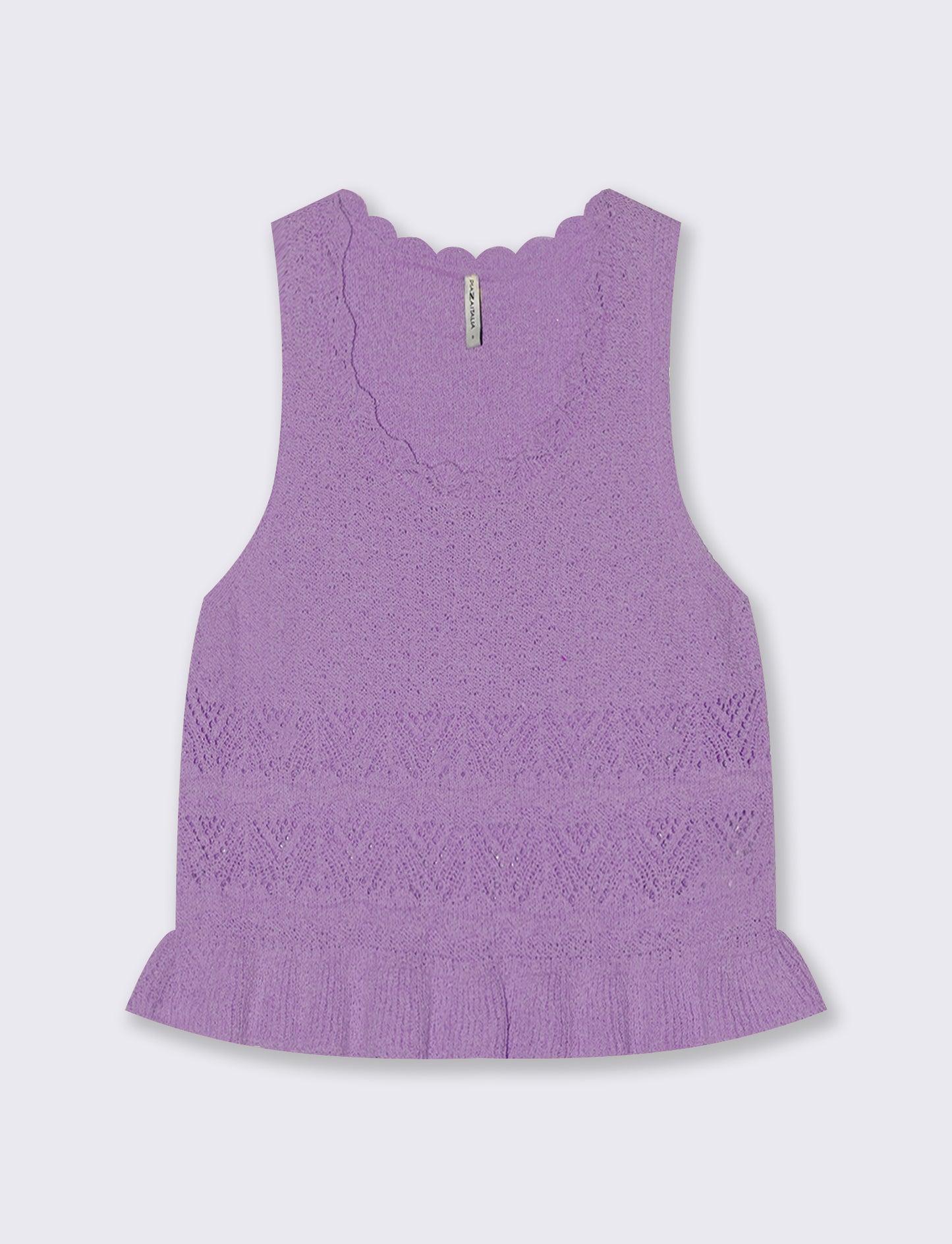 Top in Crochet con Fondo Effetto Balza - Viola malva
